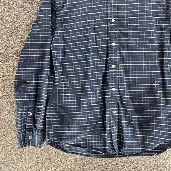 J Crew Shirt Mens Large Blue Plaid Flex Oxford Chambray Button Up Preppy Adult - Picture 5 of 11